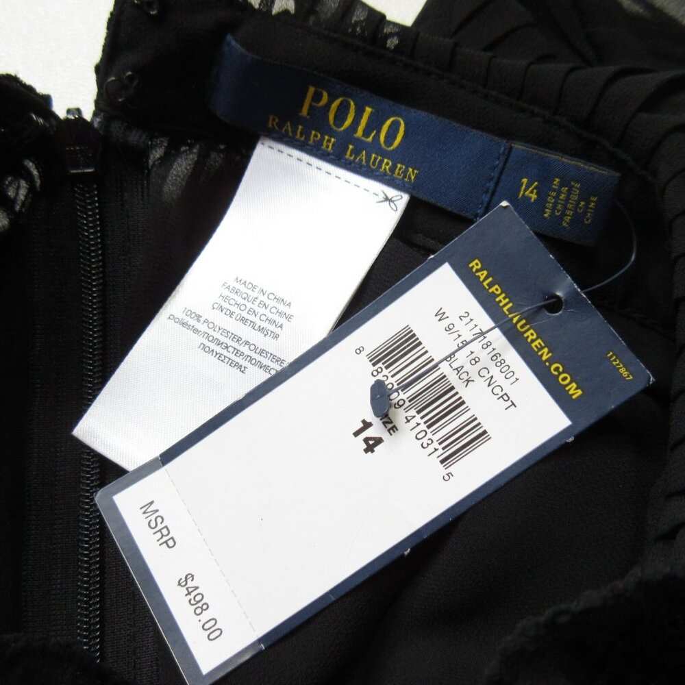 NWT Polo Ralph Lauren Anabelle Midi in Black Georgette Pleated Dress 14 $498 - Picture 6 of 10